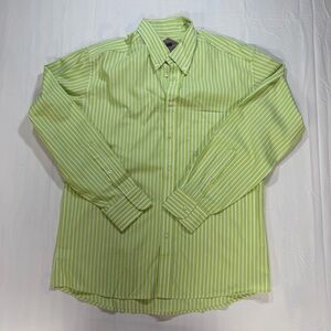 Bills Khakis Classic Fit Green Striped Cotton Button Shirt L Made in USA Spring
